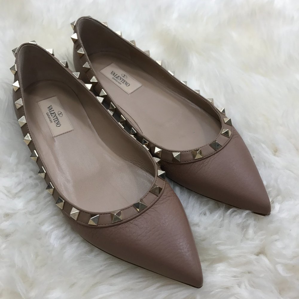 Valentino Garavani Rockstud patent ballet flats oritq